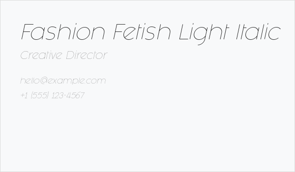 Fashion Fetish Light Italic Business Card