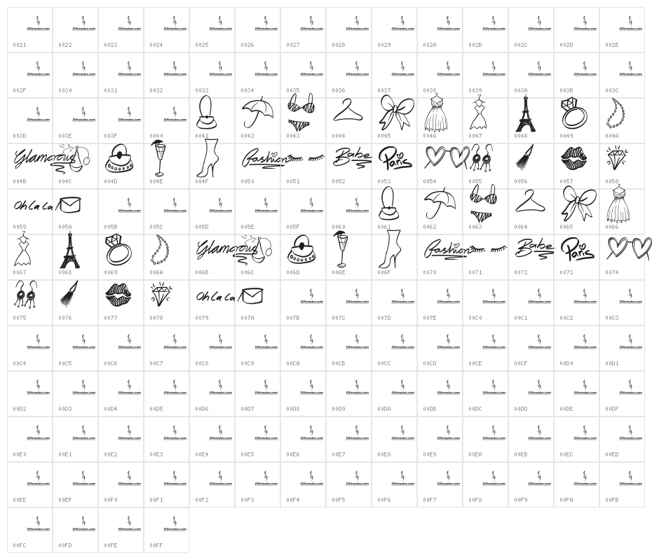 Fashion Pictures Character Map