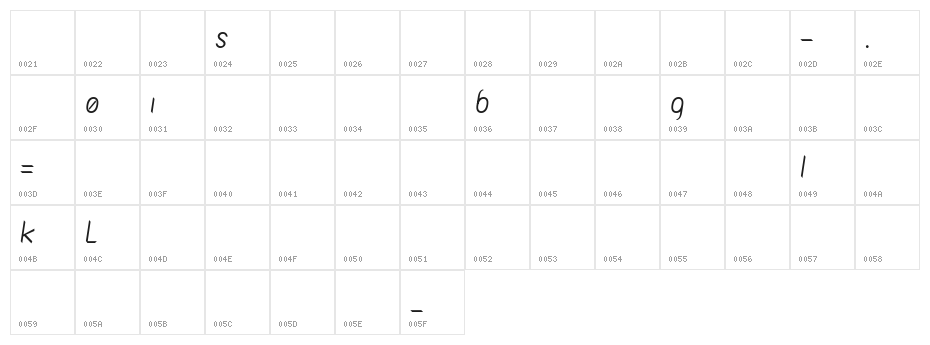 Fashionism Italic Character Map