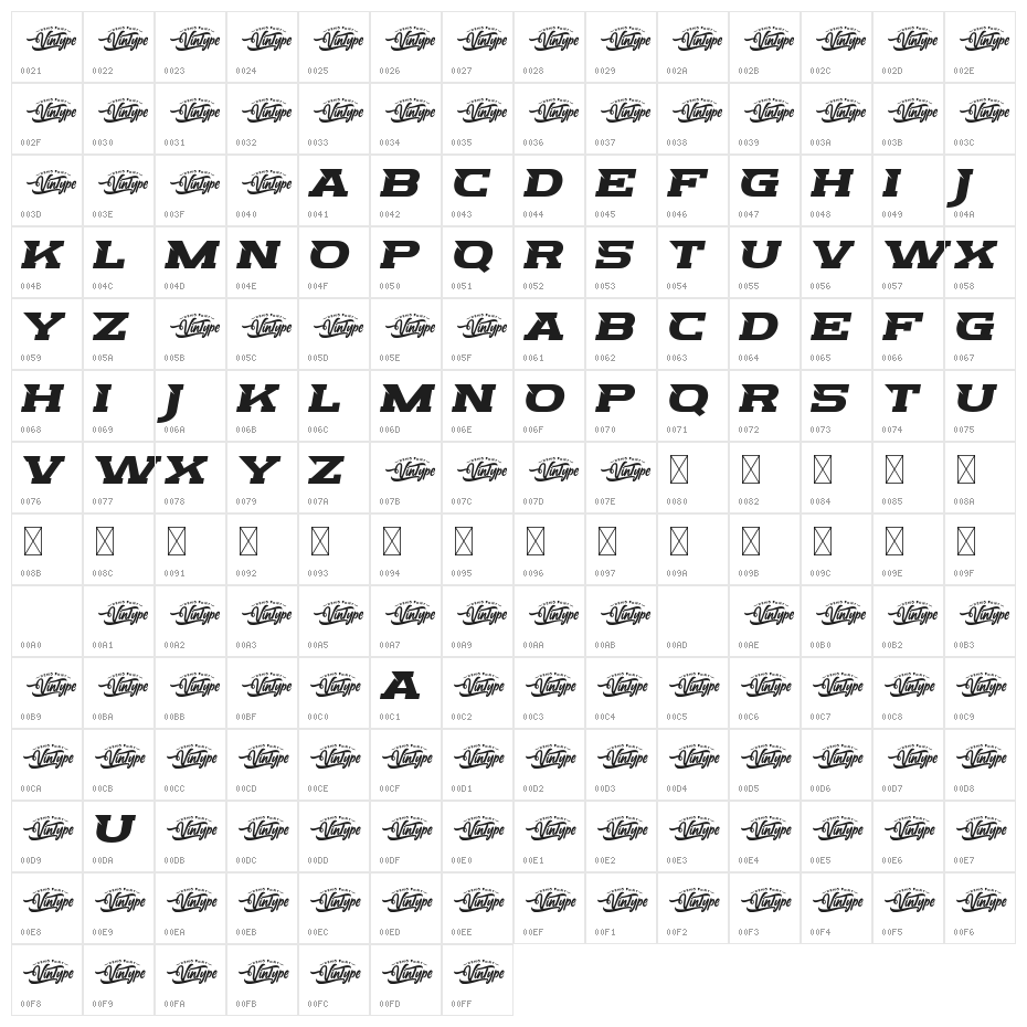 Fast Drag Demo Character Map