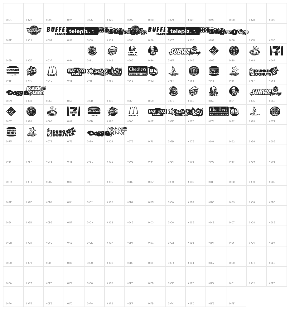 Fast Food logos Character Map