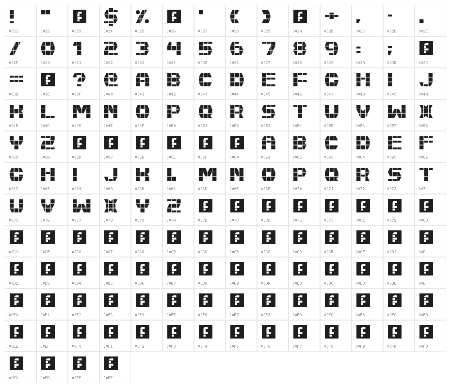 Fast Money Regular Character Map