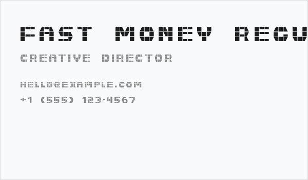 Fast Money Regular Business Card