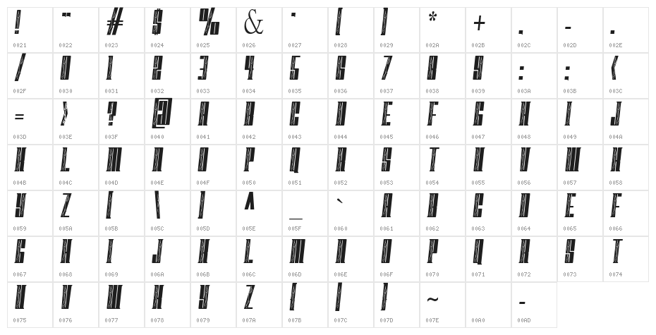 FastBlockFlames Character Map