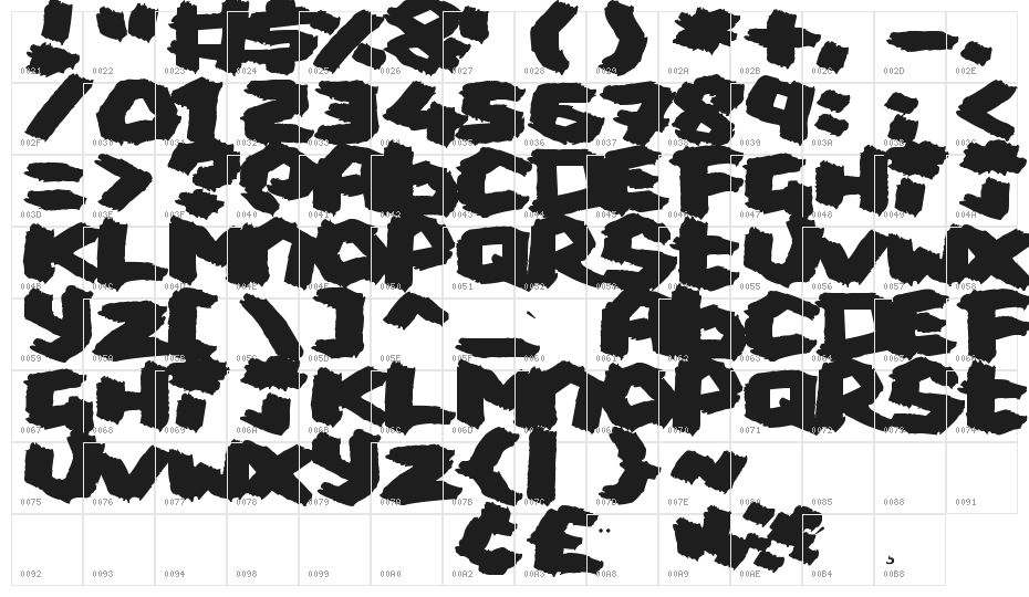 Fat Brush Character Map