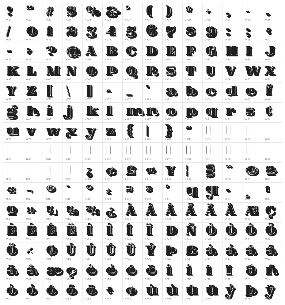 Fat Flamingo5 Shadow Fill Character Map