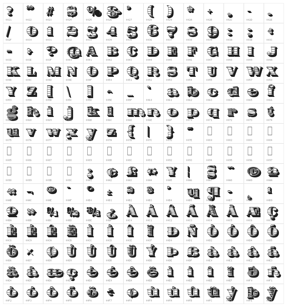 Fat Flamingo5 Woodcut Black Character Map