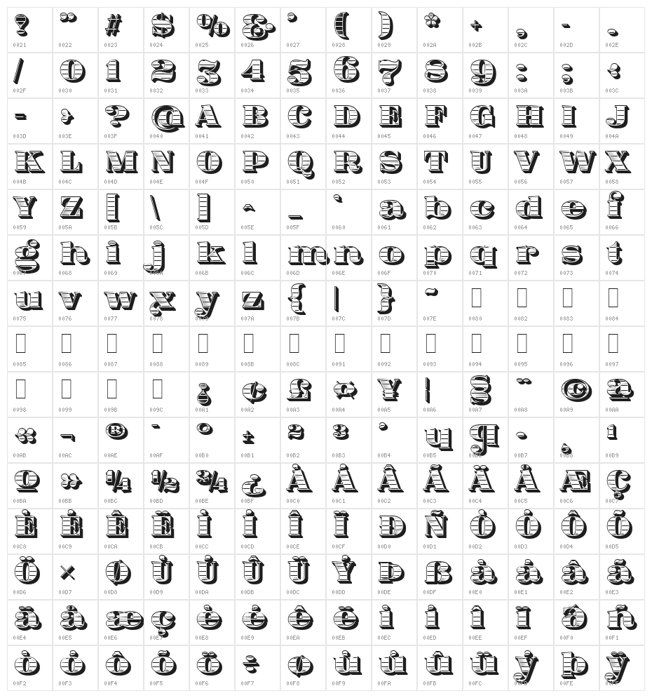 Fat Flamingo5 Woodcut Character Map