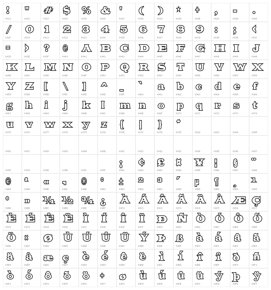 Fat Legs Outline Character Map