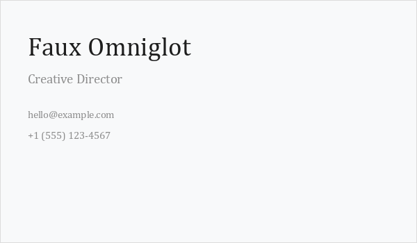 Faux Omniglot Business Card