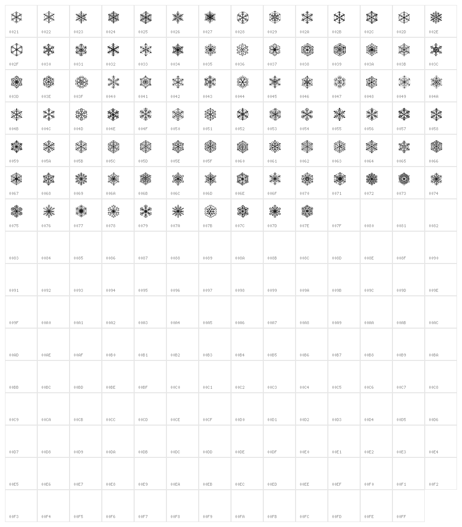 Faux Snow BRK Character Map