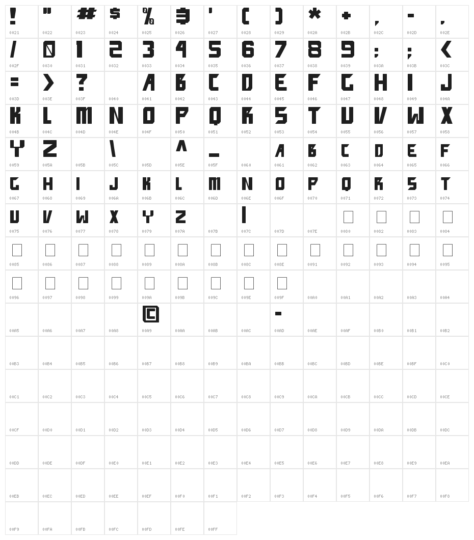 facepunch Bold Character Map