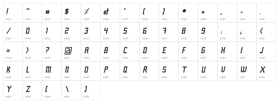 Fcraft Sidarta Bold Italic Character Map