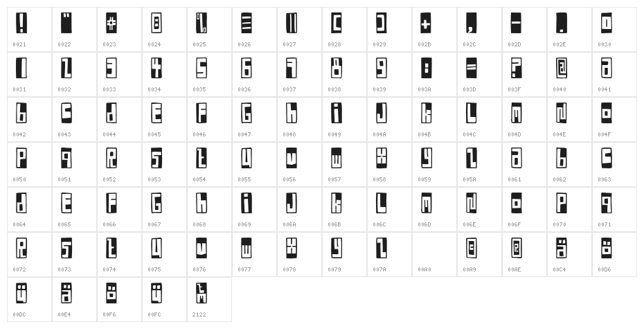 FE-BoxFontNegative Character Map