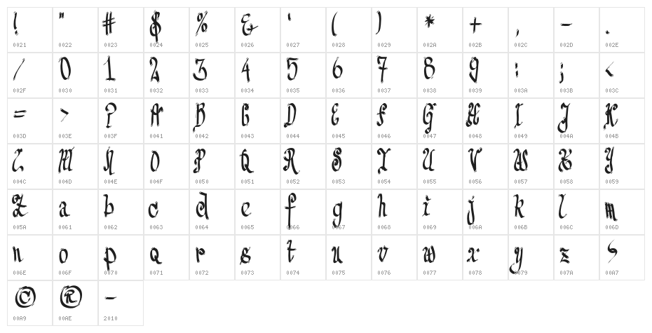 FE-SenselessStrokes Character Map
