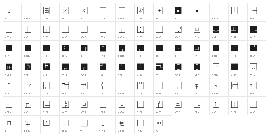 FEZ-Regular Character Map