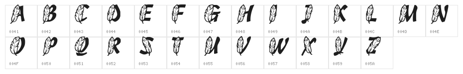 FeathersInYourCapsRegular Character Map