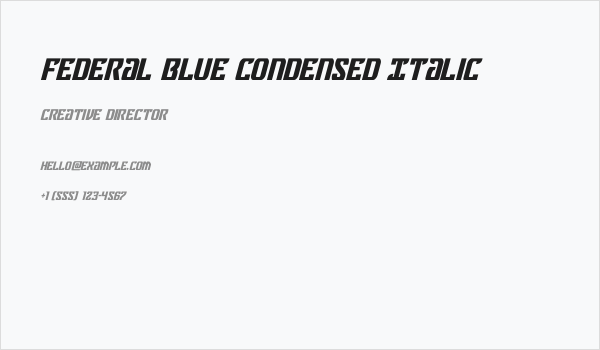 Federal Blue Condensed Italic Business Card