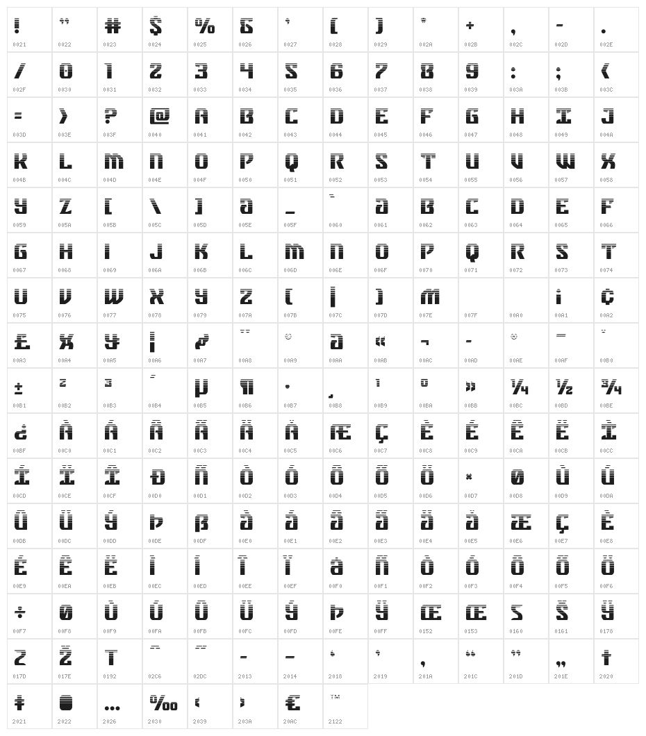 Federal Blue Halftone Character Map