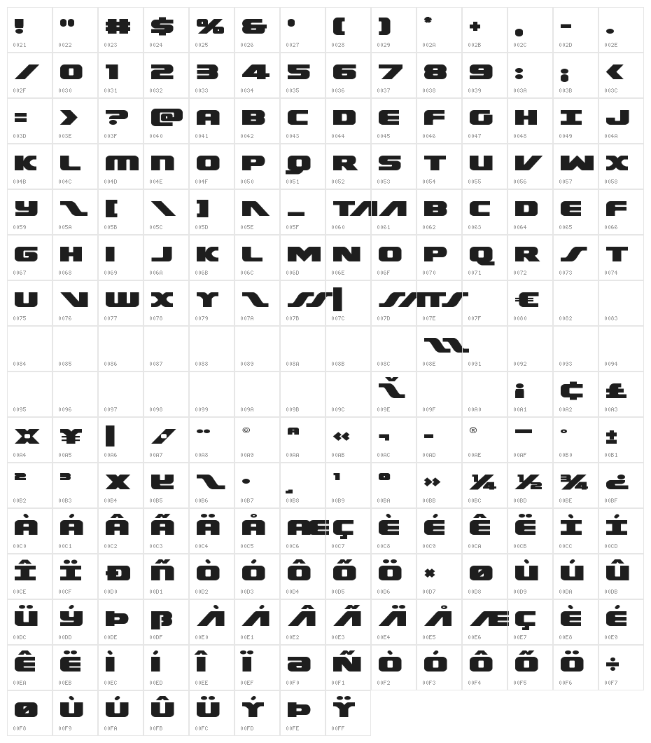 Federal Escort Expanded Character Map