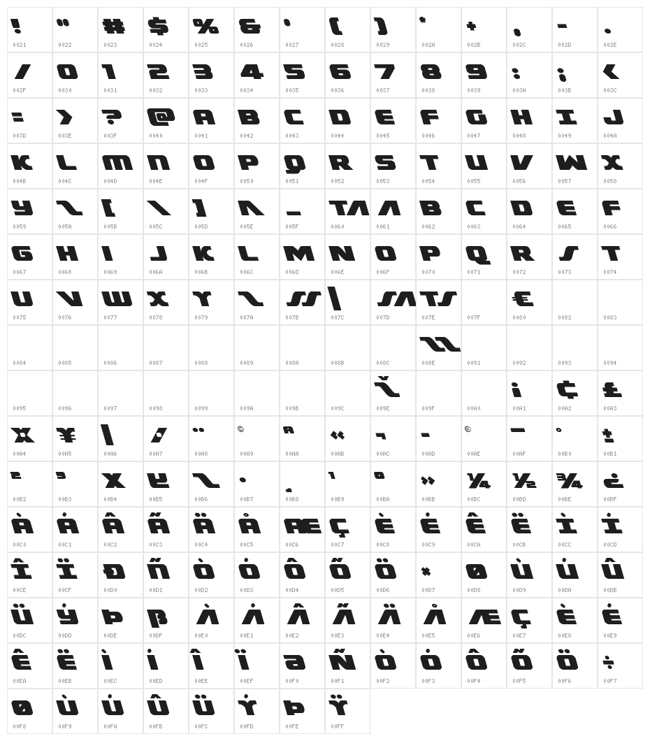 Federal Escort Leftalic Character Map