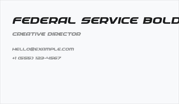 Federal Service Bold ExpandedItalic Business Card