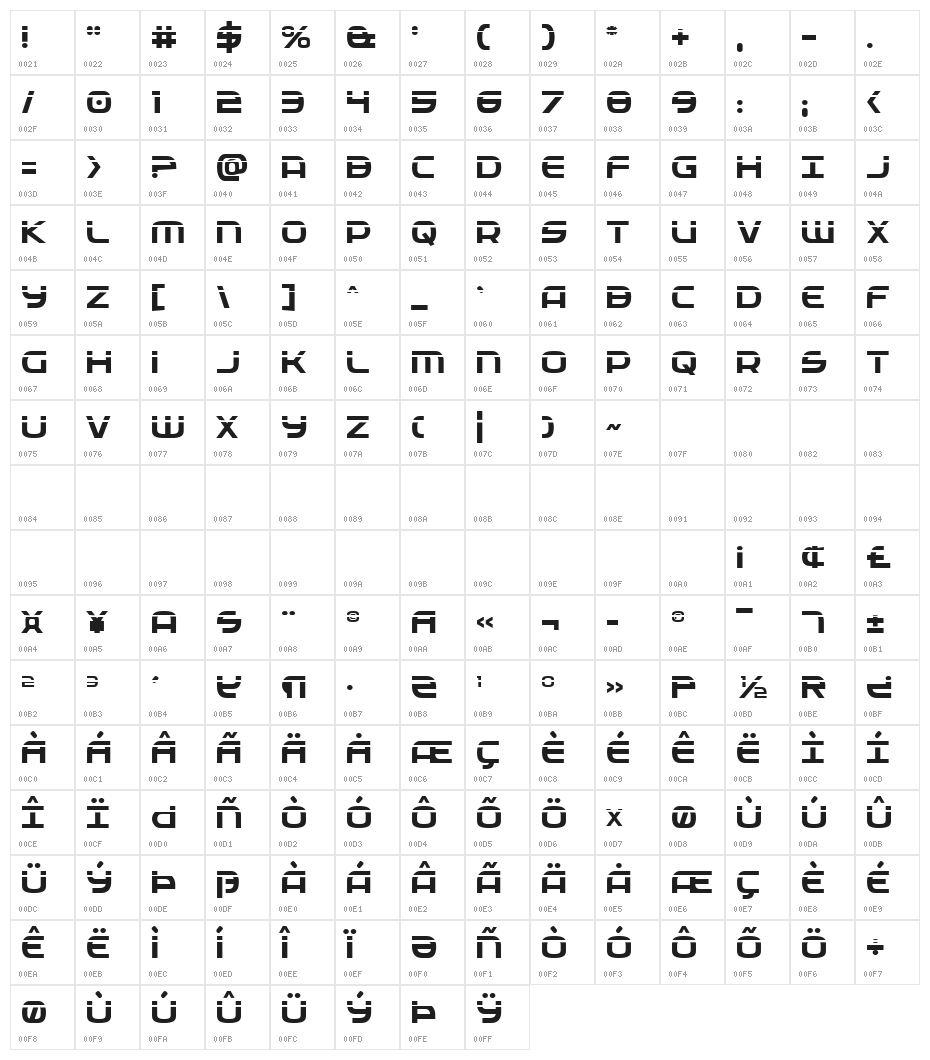 Federal Service Laser Regular Character Map