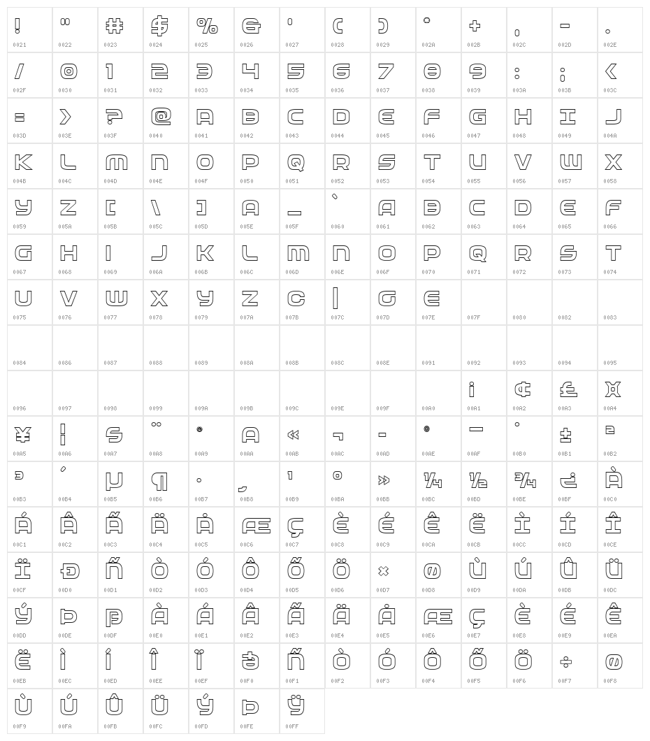 Federal Service Outline Character Map