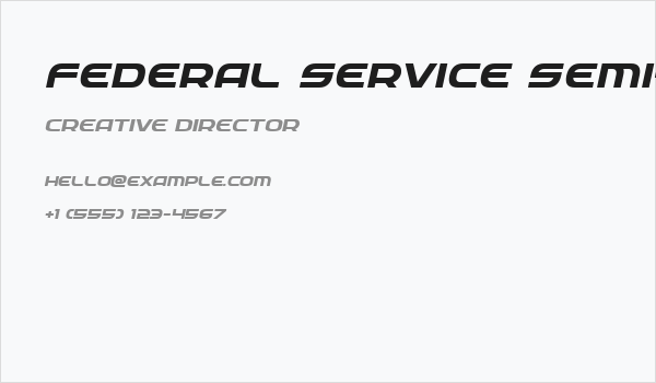 Federal Service Semi-Bold Expanded Italic Business Card