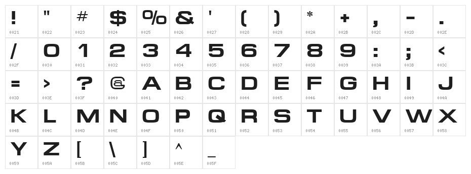 FederationBold Character Map