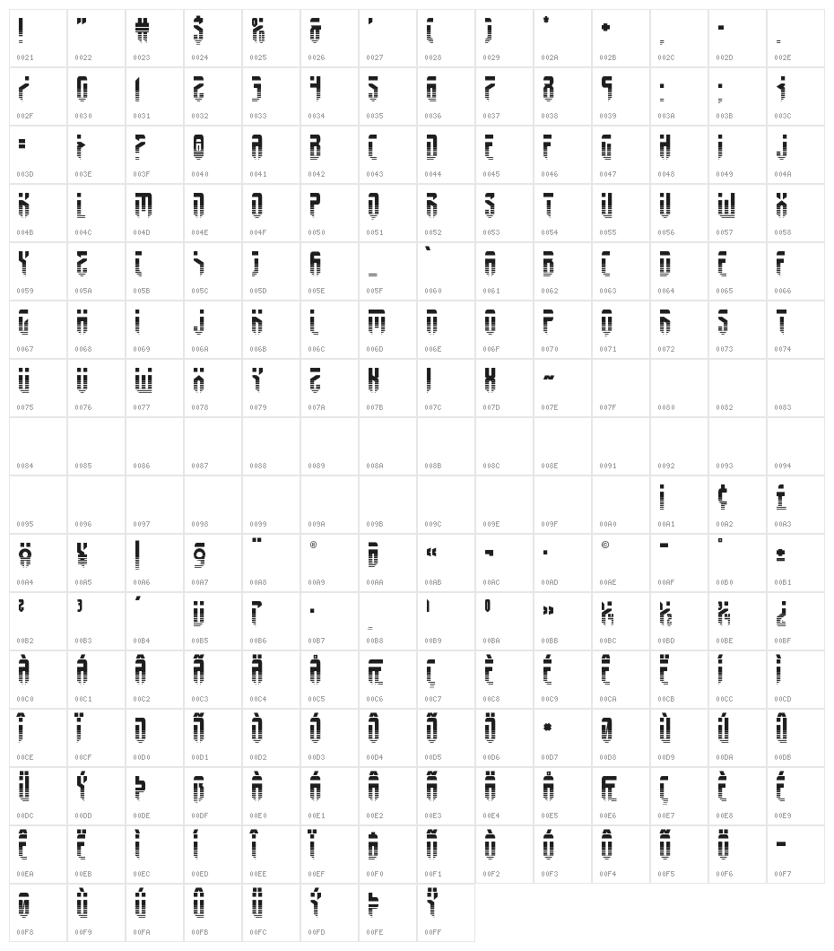 Fedyral Halftone Character Map
