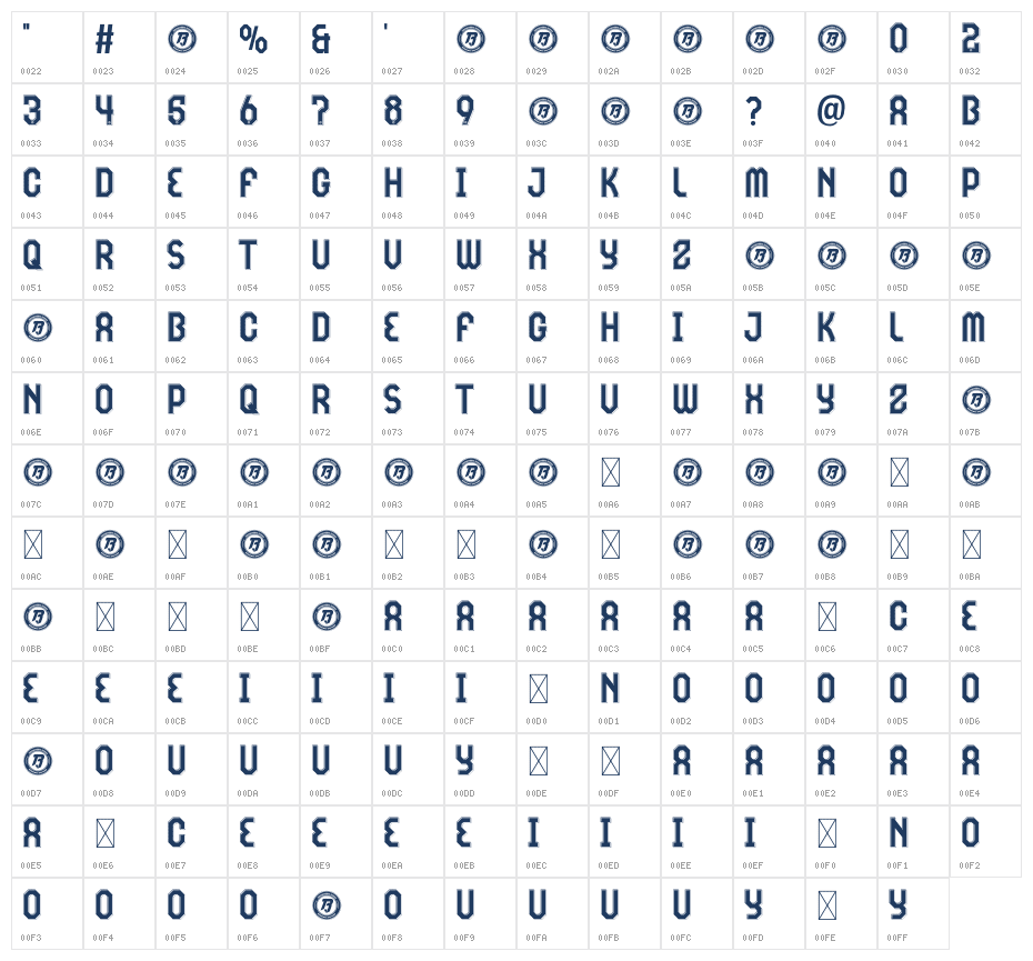 Feijenoord Personal Use 7 Character Map