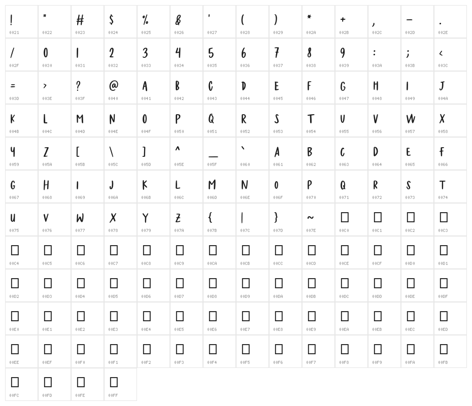 Felichiya Collection Sans Bold Character Map
