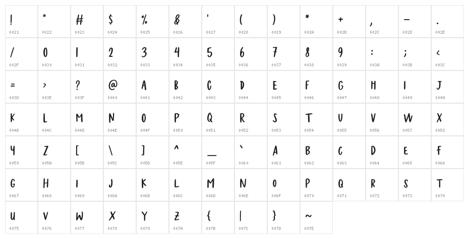 Felichiya Collection Sans Bold Character Map