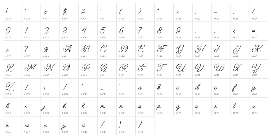 Felician Demo Regular Character Map