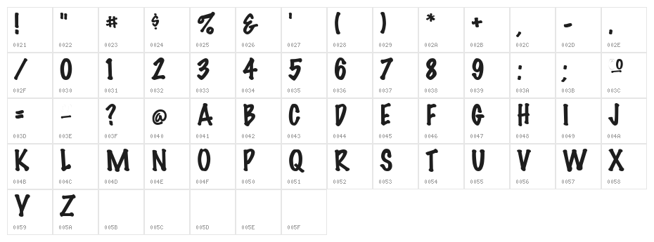 Felt Regular Character Map