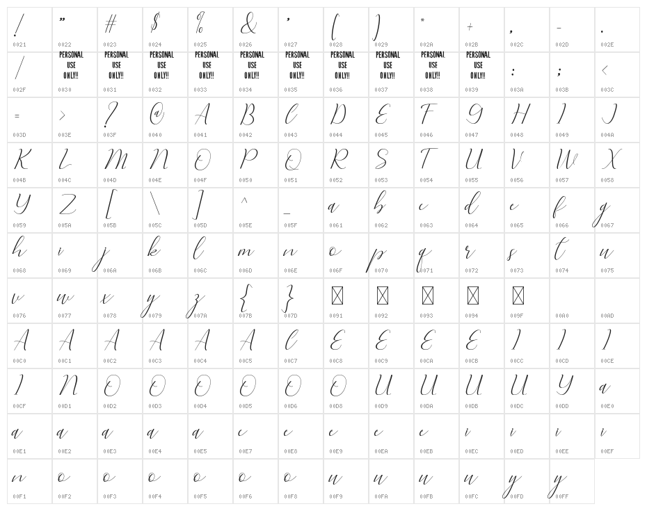 Femme Elegante Character Map