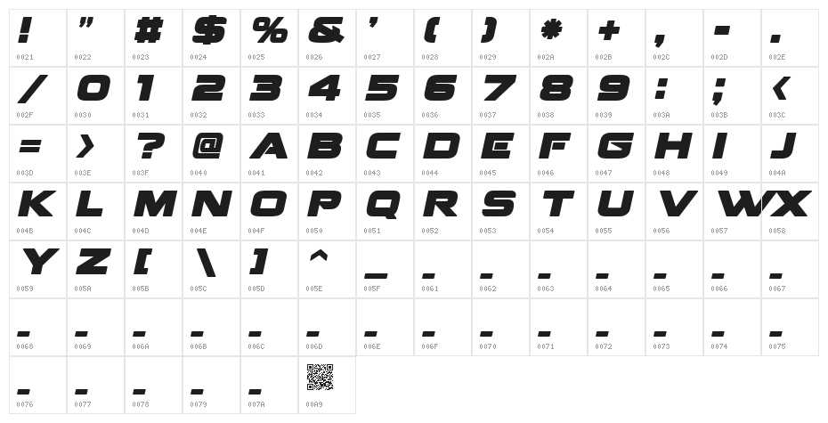 Fenix BlackletterCaps Italic Character Map