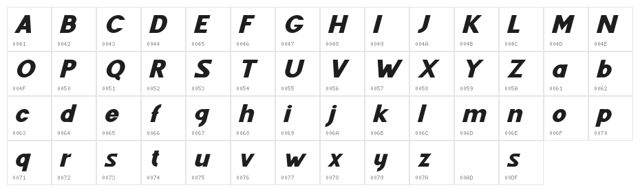 Fenord Free Italic Character Map