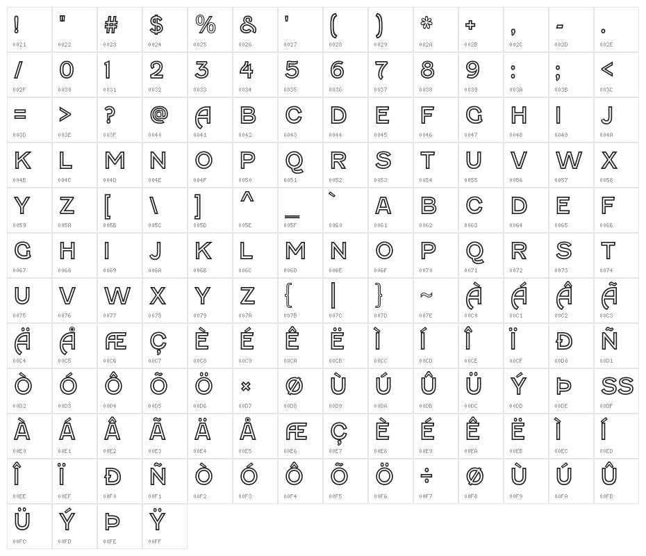 FenwickOutline-Regular Character Map