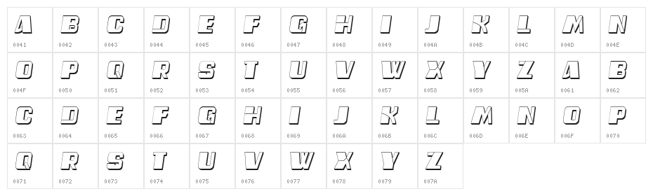 Ferda Hollow Italic Character Map
