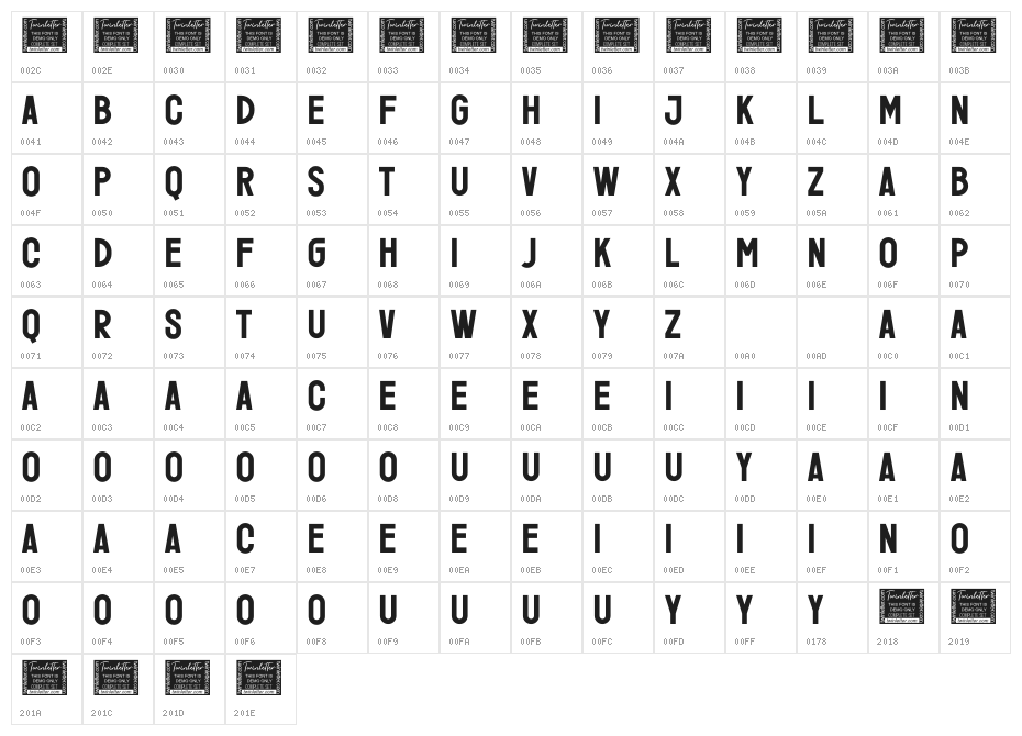 Feruka Personal Use Character Map