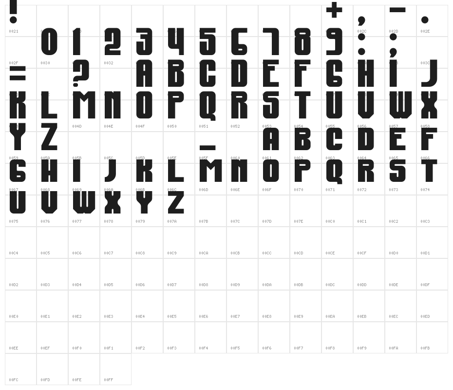 Fest235 Character Map