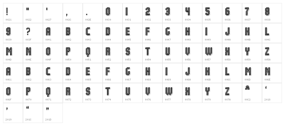 Festival 1 Regular Character Map