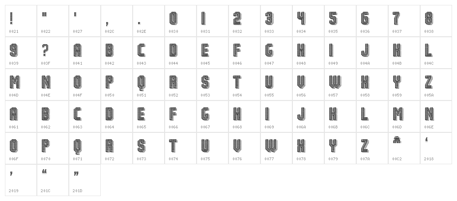 Festival 2 Regular Character Map
