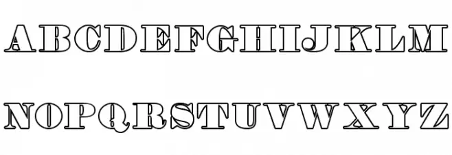 Fette Bauersche Antiqua UNZ Pro Hollow Шрифта ВЕРХНИЙ