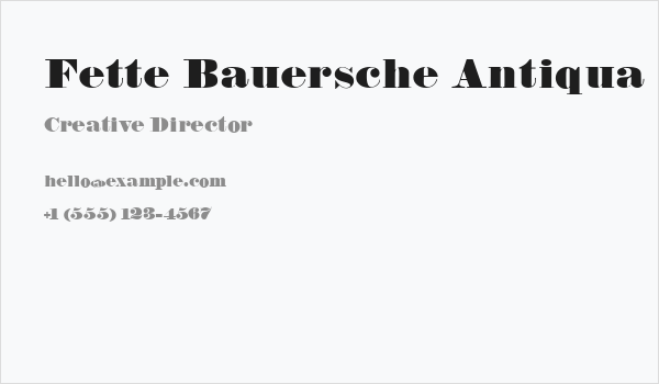 Fette Bauersche Antiqua UNZ Pro Business Card