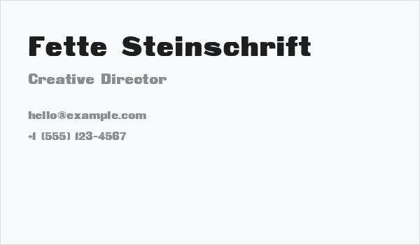 Fette Steinschrift Business Card