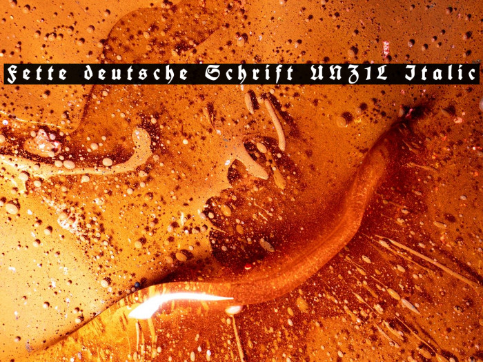 Fette deutsche Schrift UNZ1L Italic Font examples