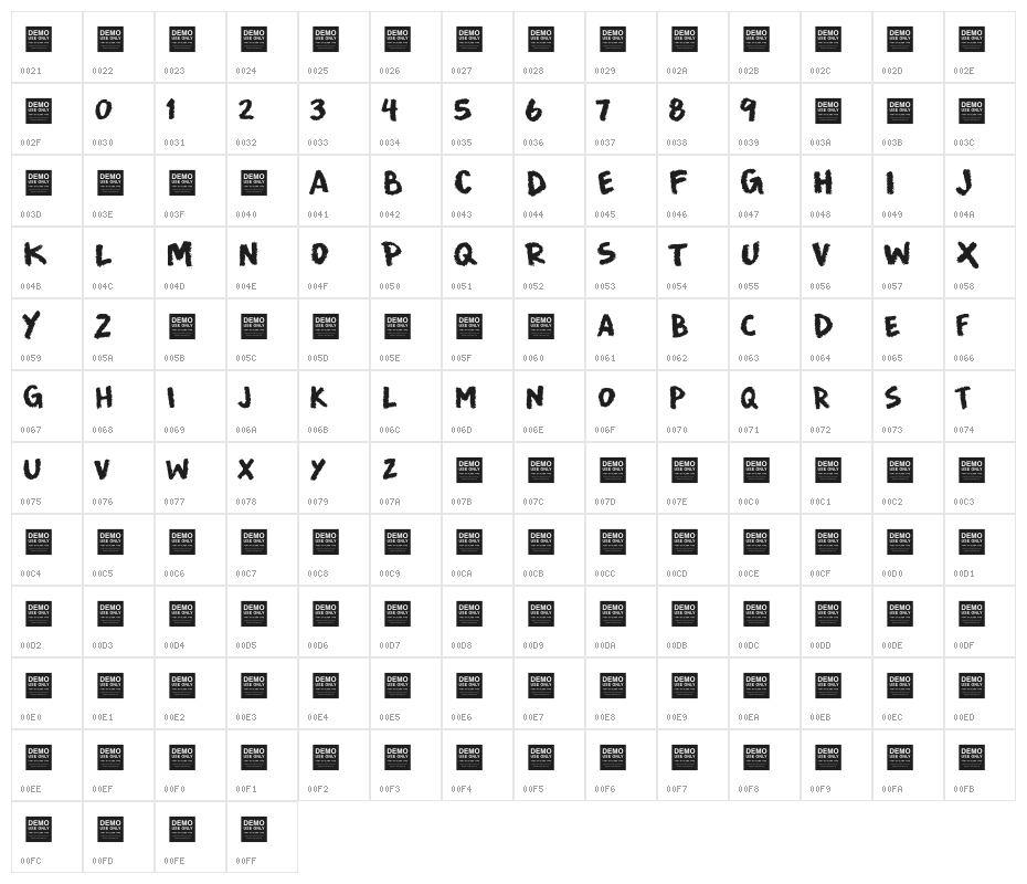 Fewer Looks Character Map